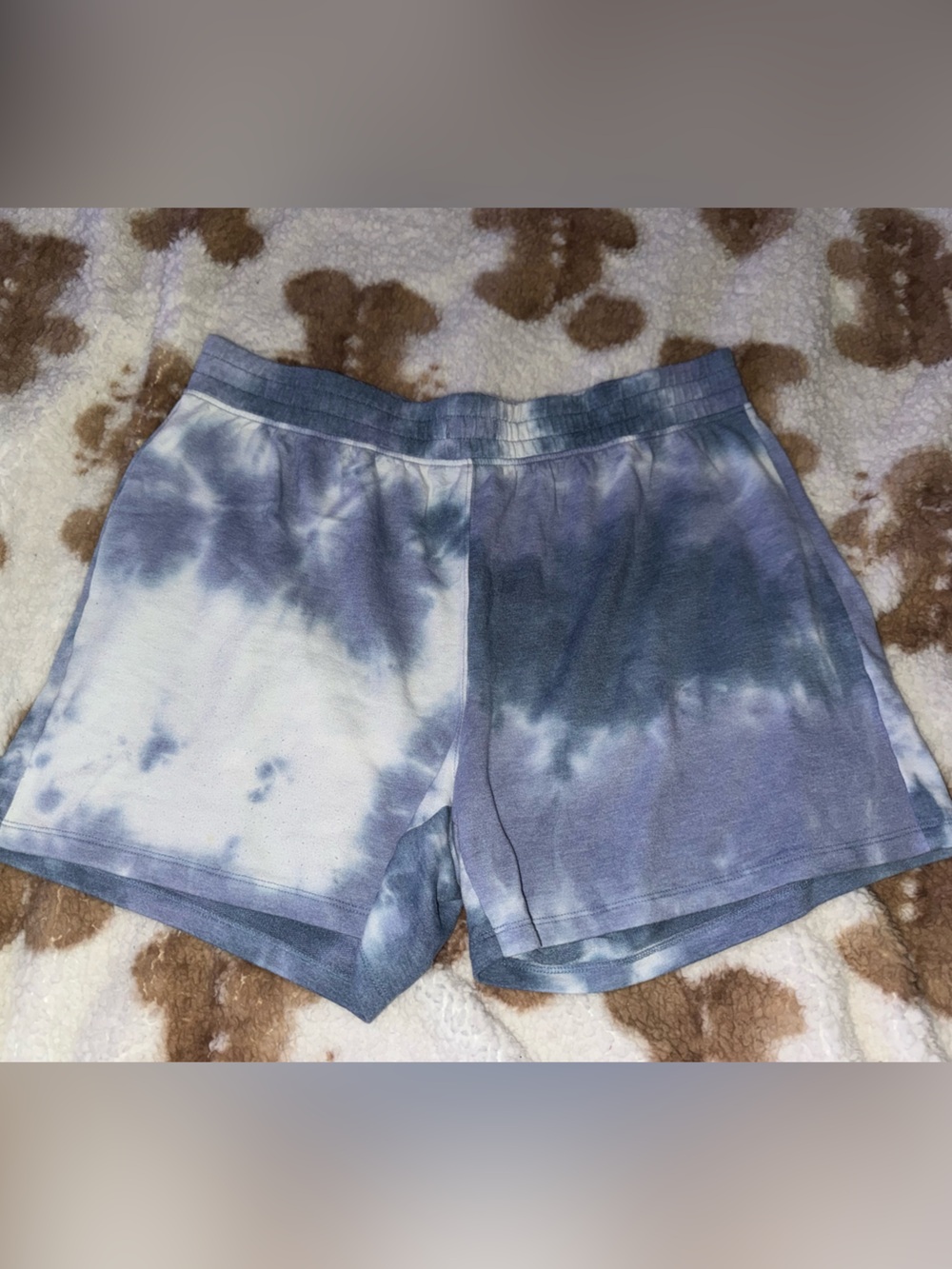 Como Vintage Tie-Dye High Waist Shorts - Blue & White